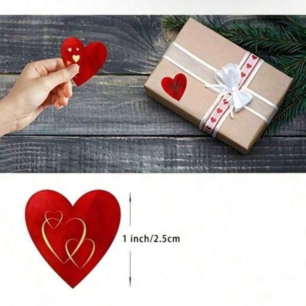500pcs Red Heart Gift Tags/ 500pcs Roll 1 inch wholesale 8 designs Stickers